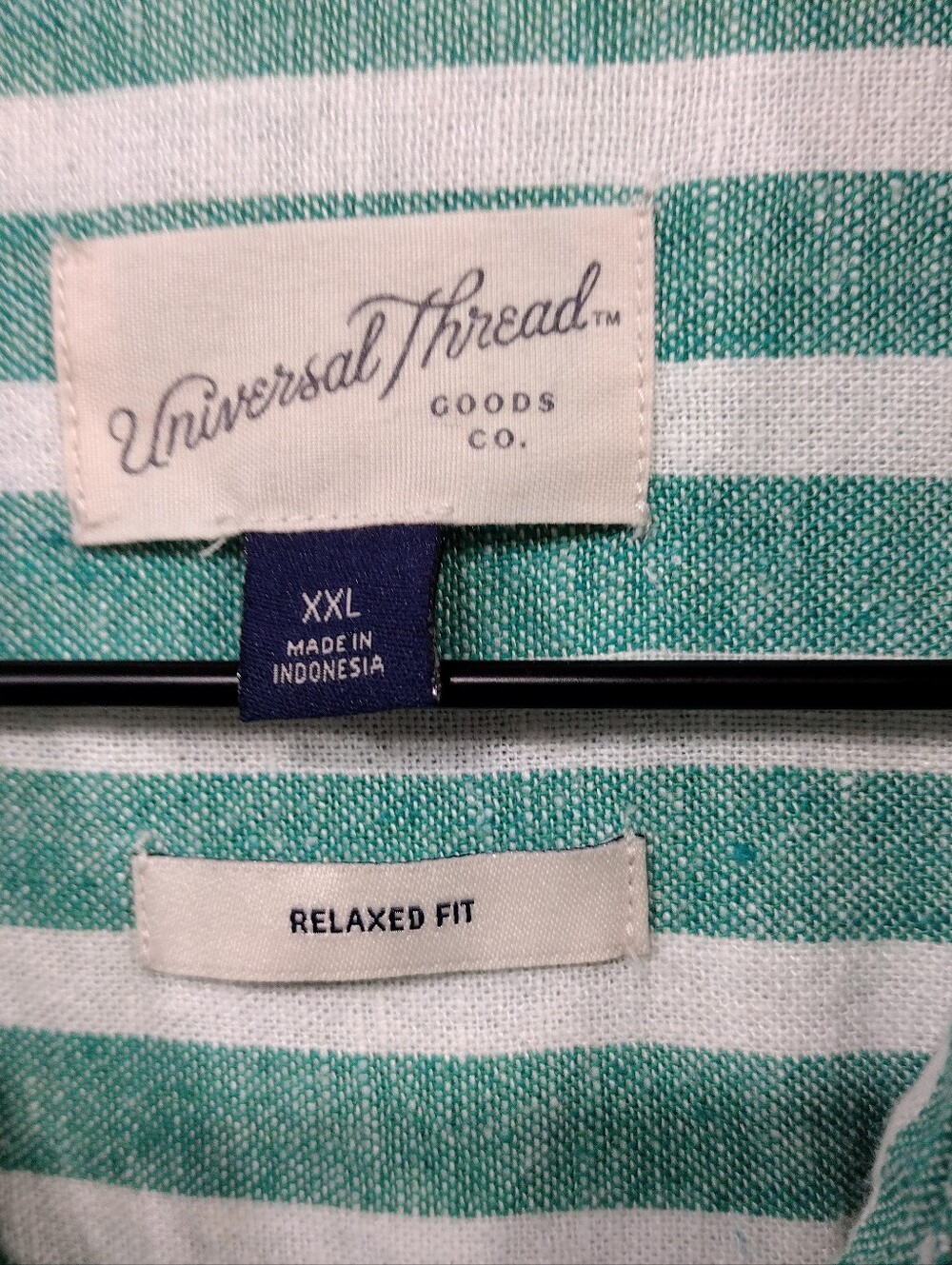 Universal Thread Linen Stripe Button-Down Shirt Womens XXL Green White Office - Picture 7 of 8